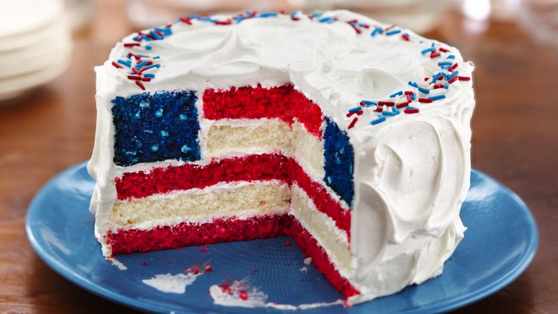 Red, White and Blue Layered Flag Cake