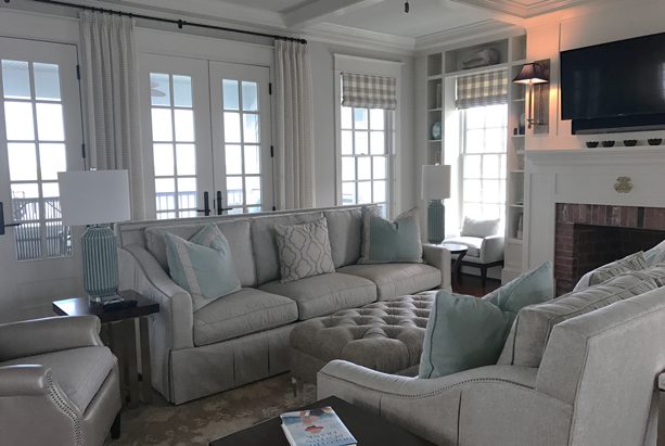 Bethany Beach Family Room with Beach Inspired Color Palette