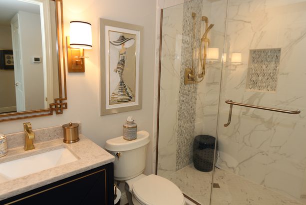 Florida Residence Guest Bathroom Furnished by GailGray Home