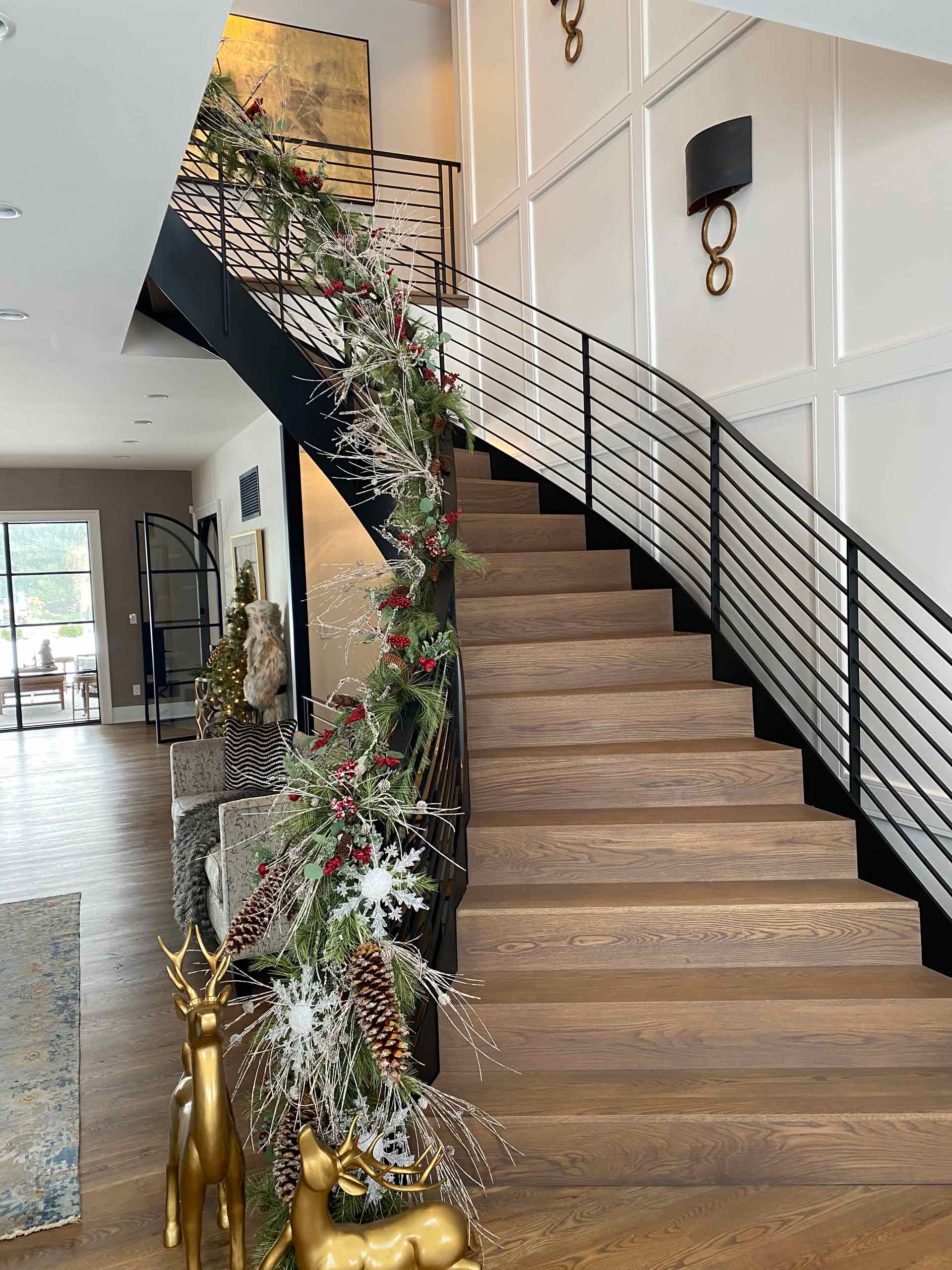 Saucon House Stairway Decorated for the Holidays by GailGray Home