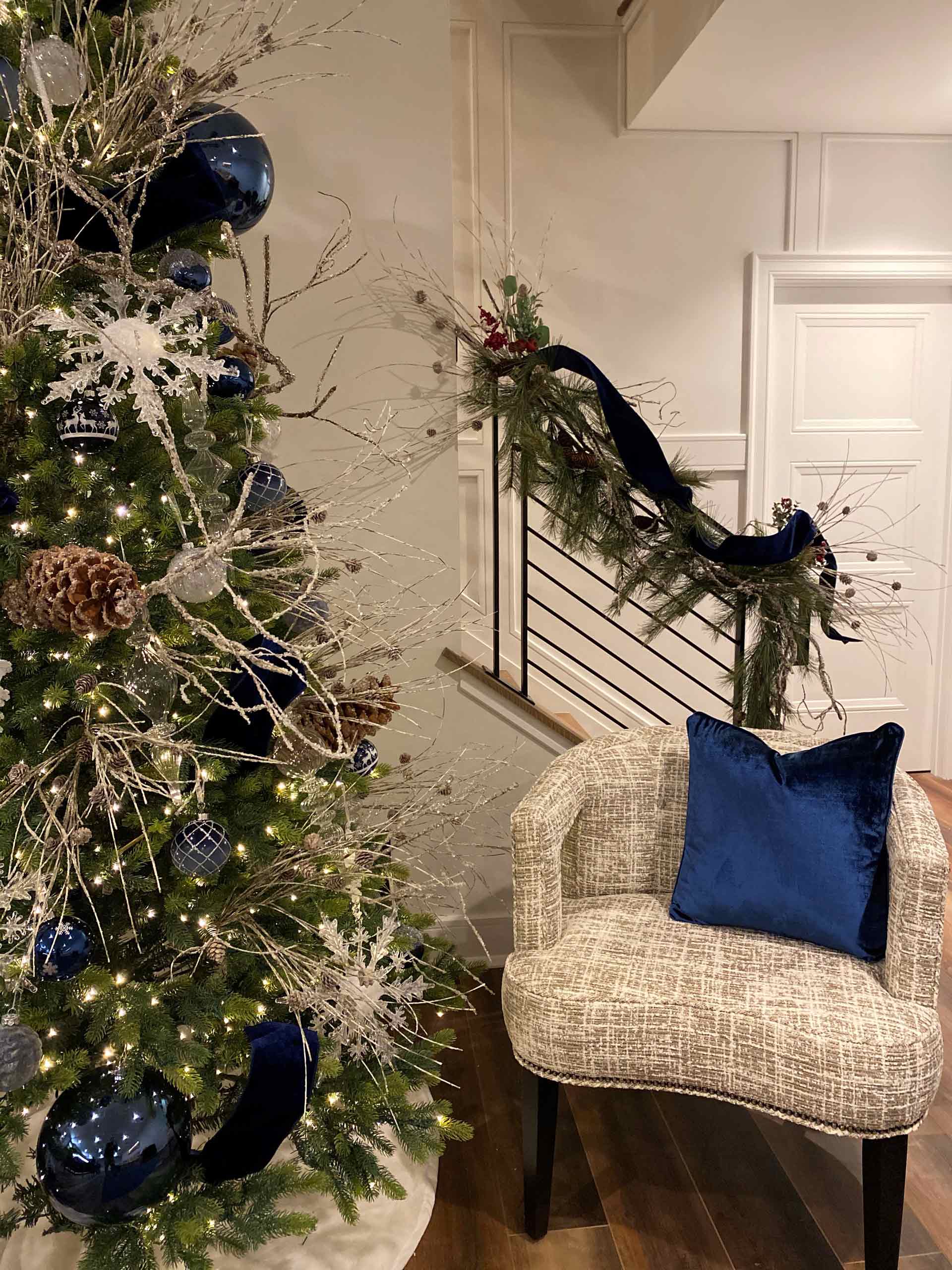 Saucon House Stairs with Holiday Decorations by GailGray Home
