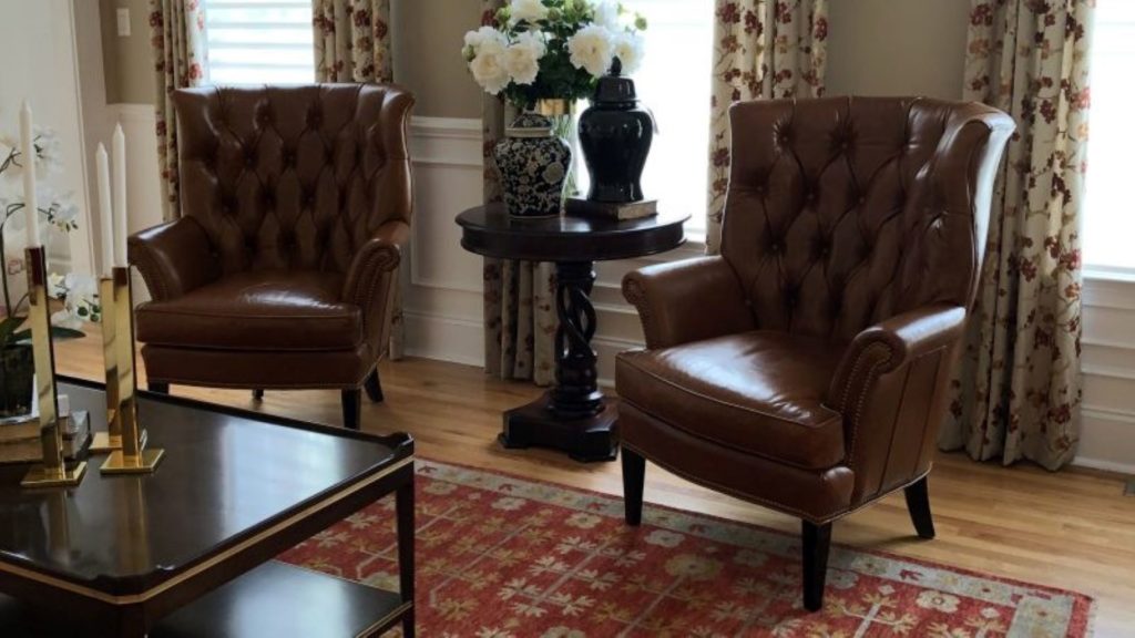 Brown leather armchairs to accent a living space