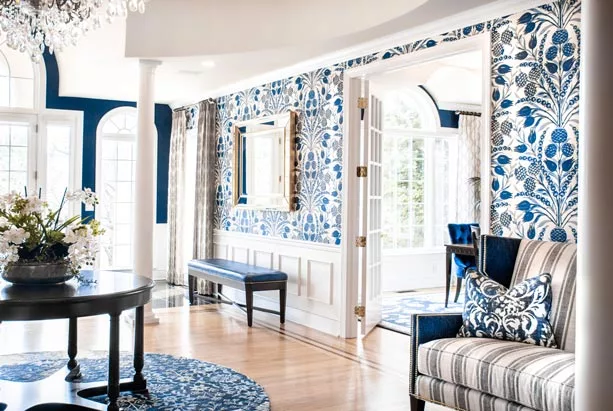 Timeless Drama Foyer and Dining Room Design